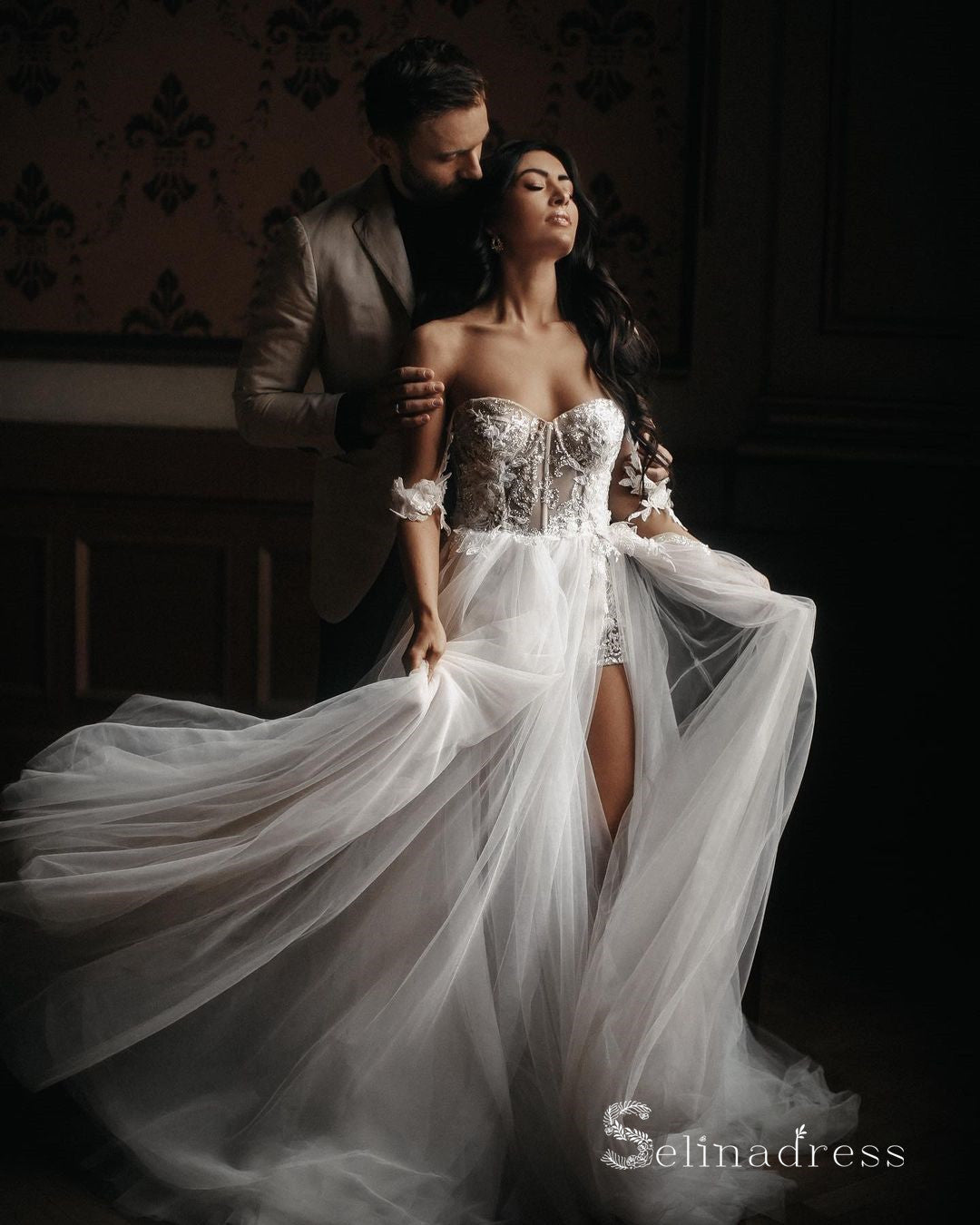 Christina Wu 29406 Square Neck Beaded Lace Plus Size Bridal Gown -  MadameBridal.com